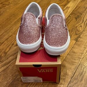 Vans Kids Glitter Pink Slip-On Sneakers